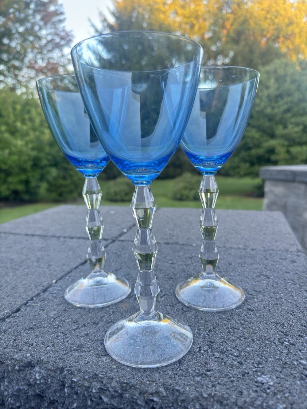 LENOX CARAT SAPPHIRE Crystal Wine Goblet 8.75" ~set Of 3